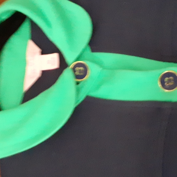 Lilly Pulitzer sz XS green & navy soft knit button down dress with Peterpan coll - Picture 3 of 6
